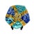 This handmade decorative plate is a unique addition to any collection. The geometric shape and vibrant yellow and blue...