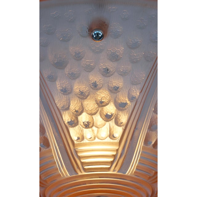 Metal 1930s Large French Art Deco Pendant Light by A. Bloch & Muller Freres - France For Sale - Image 7 of 13