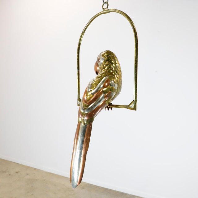Sergio Bustamante 1960s Sculpture of Macaw on Hanging Perch Attributed to Sergio Bustamante For Sale - Image 4 of 5