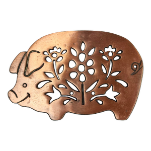 Vintage Copper Pig Motif Trivet