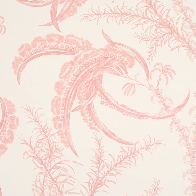Contemporary Schumacher Ocean Toile Wallpaper In Coral For Sale - Image 3 of 5