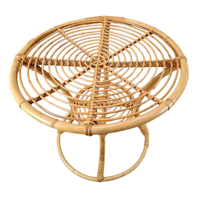 Mid-Century Rattan and Bamboo Side Table, Czechoslovakia, 1960s For Sale