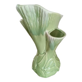 1950's Mid Century Vase Style Green Ceramic Tv Lamp For Sale
