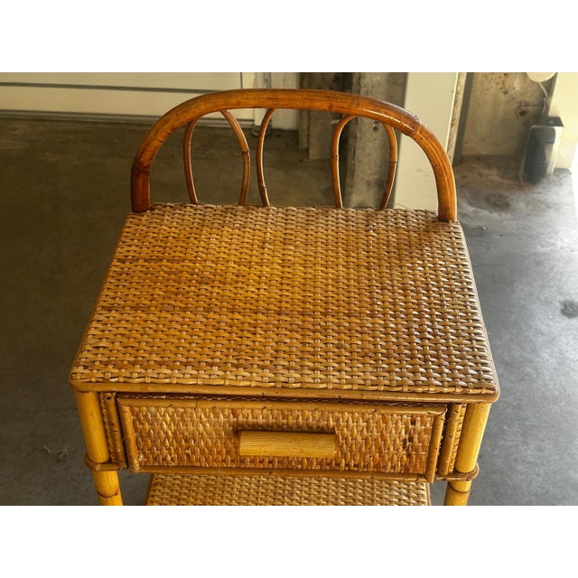 Vintage Bedside Tables in Rattan and Woven Wicker, Italy, 1970s, Set of 2 For Sale - Image 11 of 18