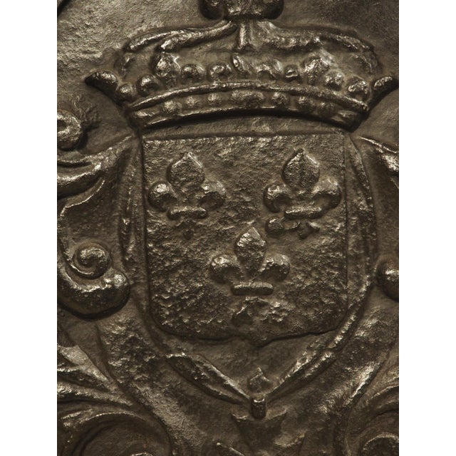 Small 19th Century French Royal Coat of Arms Cast Iron Fireback For Sale - Image 13 of 16