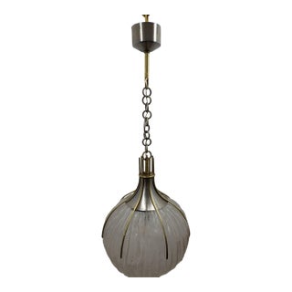 1960s Round Glass Globe Chandelier For Sale