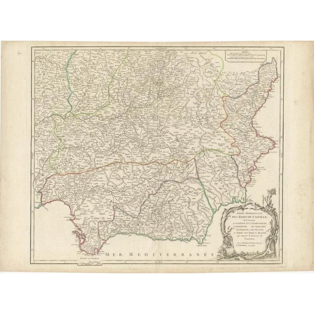 Antique map titled 'Partie Meridionale Des Etats de Castille (\.)'. Decorative and highly detailed map of the southern...