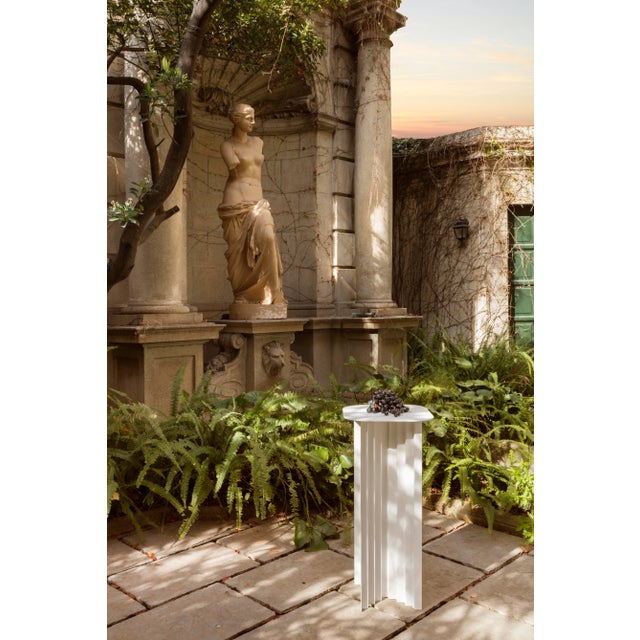 Transitional RS Barcelona Plec Steel Pedestal, White For Sale - Image 3 of 6