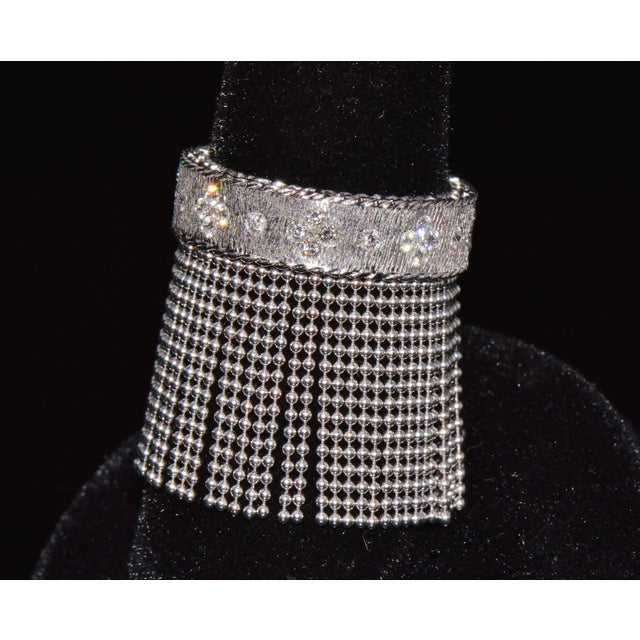 Late 20th Century Authentic Roberto Coin Princess Tassel Fringe Diamond Ring 18k White Gold, Size 7 For Sale - Image 4 of 13