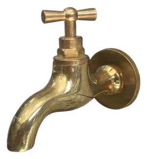 Small Wall Faucet Spigot Water Tap,Antique Unlacquered Solid Brass Tap,Handcrafted Garden Single Handle Cold Water Faucet , Outdoor Faucet