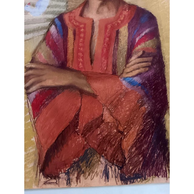 Portraiture Expressionist Pastel Drawing by Marcia Bouton 1970's For Sale - Image 3 of 4