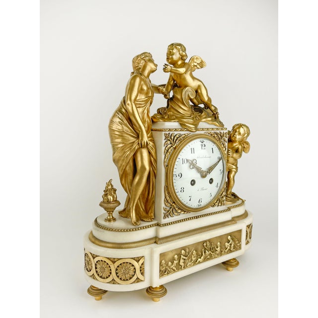 Gold 19th Century, French Ormolu Mounted Marble Clock by Houdebine For Sale - Image 8 of 15