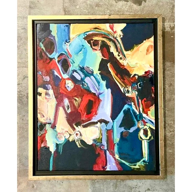 Vintage Boho Original Abstract Oil on Canvas For Sale - Image 9 of 12