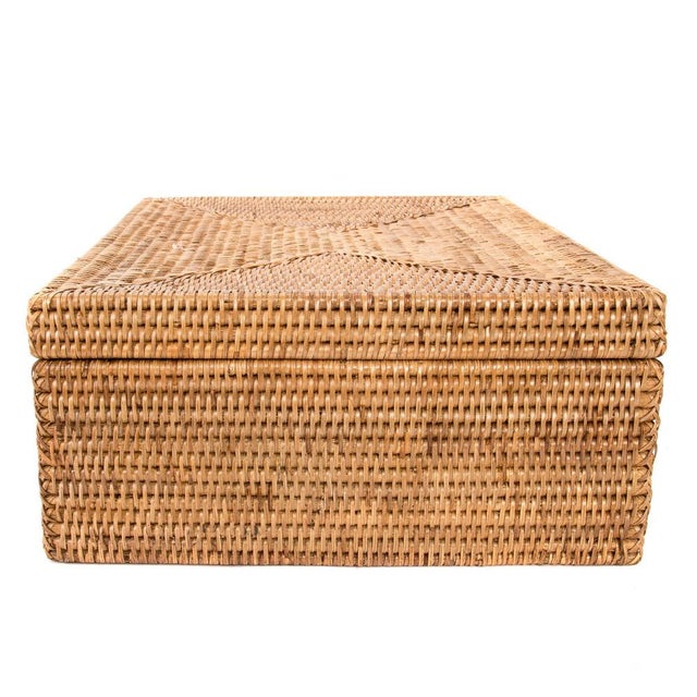 Artifacts Rattan Storage Box with Lid - Flat Legal File Organizer in Honey Brown For Sale In Houston - Image 6 of 8