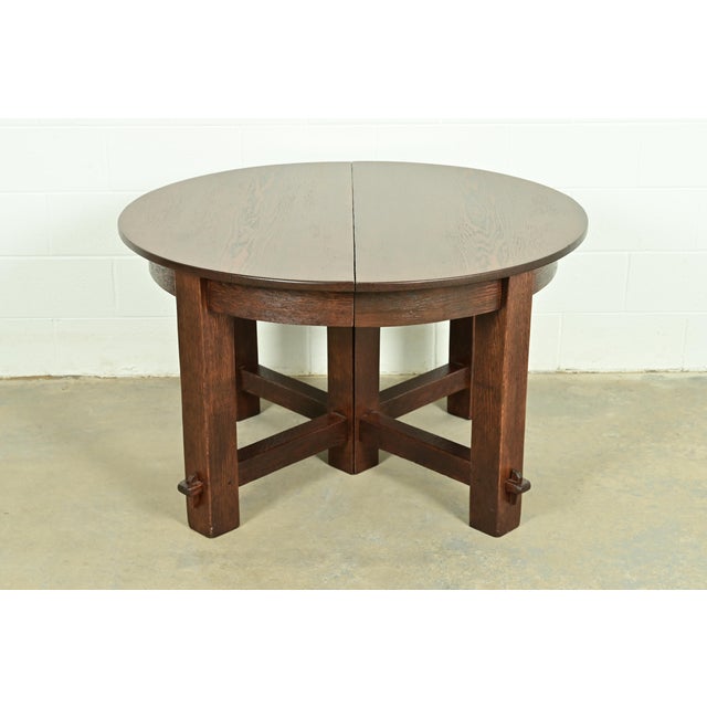 Early Gustav Stickley Antique Mission Oak Arts & Crafts Extension Dining Table, Newly Refinished For Sale - Image 13 of 13