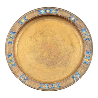 Louis Comfort Tiffany Furnaces Favrile Bronze Doré and Enamel Charger Plate or Tray, 1920s For Sale