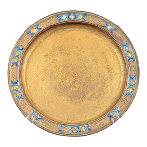 Louis Comfort Tiffany Furnaces Favrile Bronze Doré and Enamel Charger Plate or Tray, 1920s