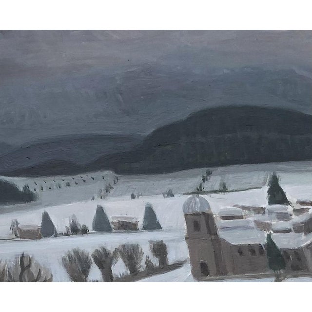 Albert Joseph Januarius Di Décarli, Paysage d'un village enneigé, Oil on Wood, Framed For Sale - Image 4 of 9