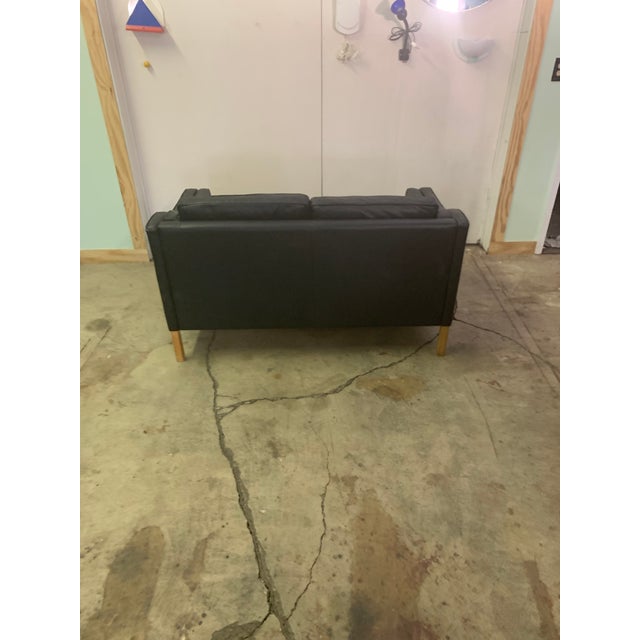 Black Danish Black Leather Loveseat Sofa by Stouby, Hand-Crafted, 1970s For Sale - Image 8 of 8