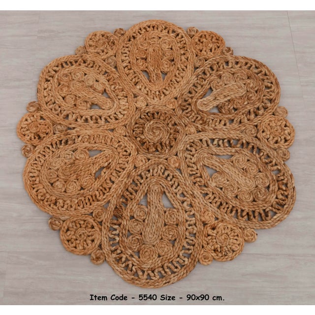 Gold Handwoven Natural Jute Round Rug -8 Foot For Sale - Image 8 of 8
