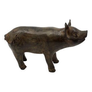 Pierre Chenet, Pig with Brown Patina, 2000s, Bronze For Sale