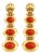 Vintage 18k Yellow Gold 3-Station Cabochon Coral Shell Dangle Drop Earrings, Pair For Sale