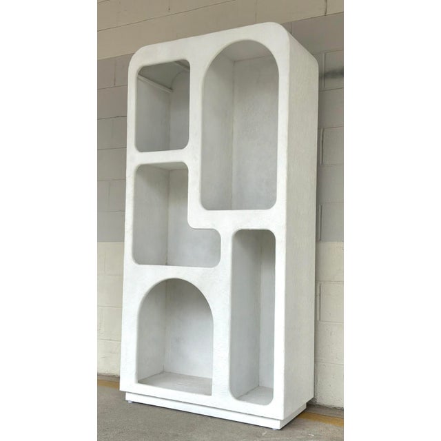 Stylish Modern Textured White Bookcase, showroom floor sample