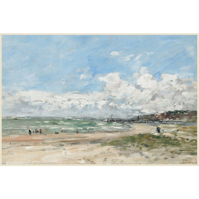 Circa 1890 Deauville Beach French Impressionist Coastal Fine Art Print by Eugène Boudin - 60" X 40" For Sale
