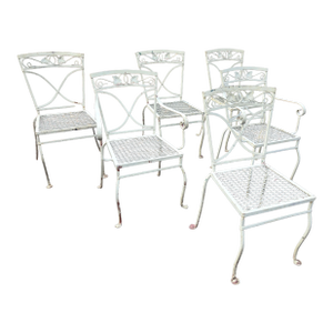 Vintage Salterini Mt. Vernon Wrought Iron Dining Chairs, 6 Pieces, Attributed