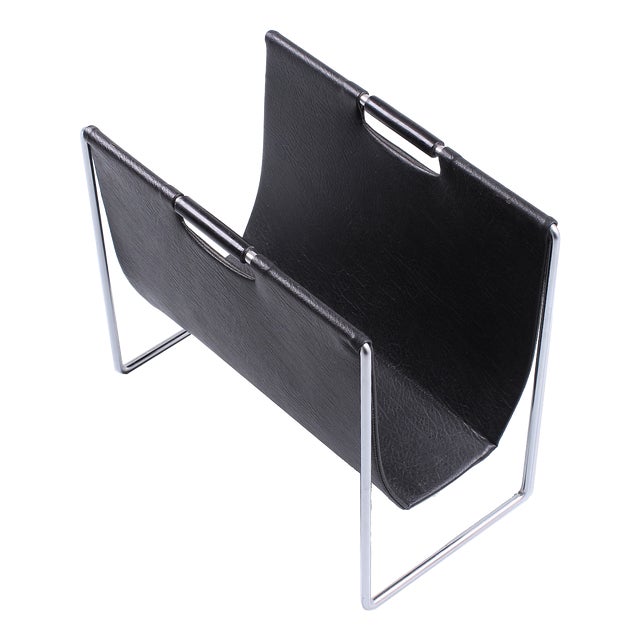 Black Skai Magazine Holder by Brabantia, 1970s For Sale