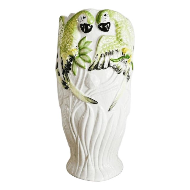 Vintage Portuguese White Ceramic Vase, 1940s For Sale