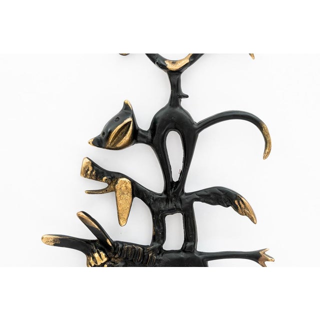 Brass Donkey, Dog, Cat and Cock Key Hanger by Walter Bosse for Herta Baller, Austria, 1950 For Sale - Image 6 of 9