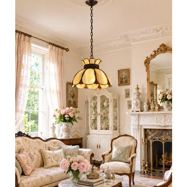 Antique American Bisque Ceiling Light Lamp Shade Glass Victorian Excellent For Sale In Los Angeles - Image 6 of 17