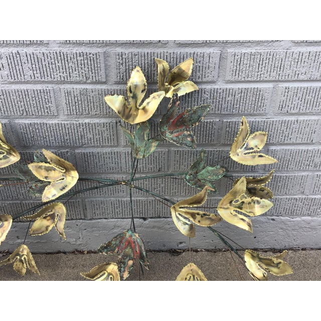 1960s C. Jeré Flowers and Leaves Metal Sculpture Wall Art, Signed
