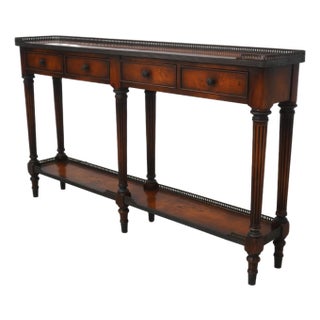 Theodore Alexander 4 Drawer Burl Walnut Sofa Console Table For Sale