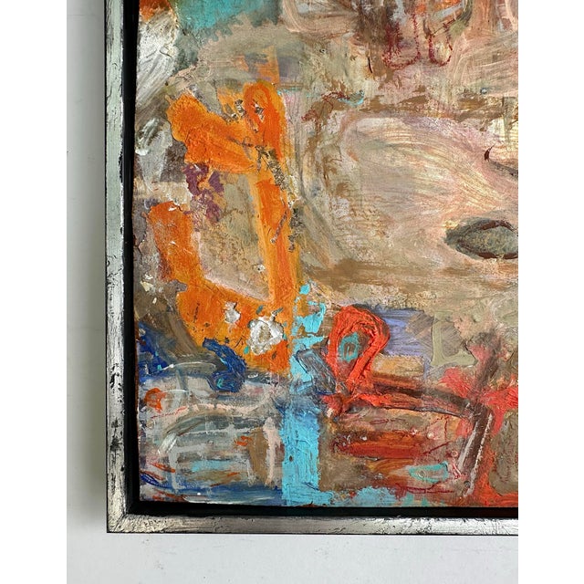 Tan Small Modern Abstract Painting in Venetian Palette For Sale - Image 8 of 12