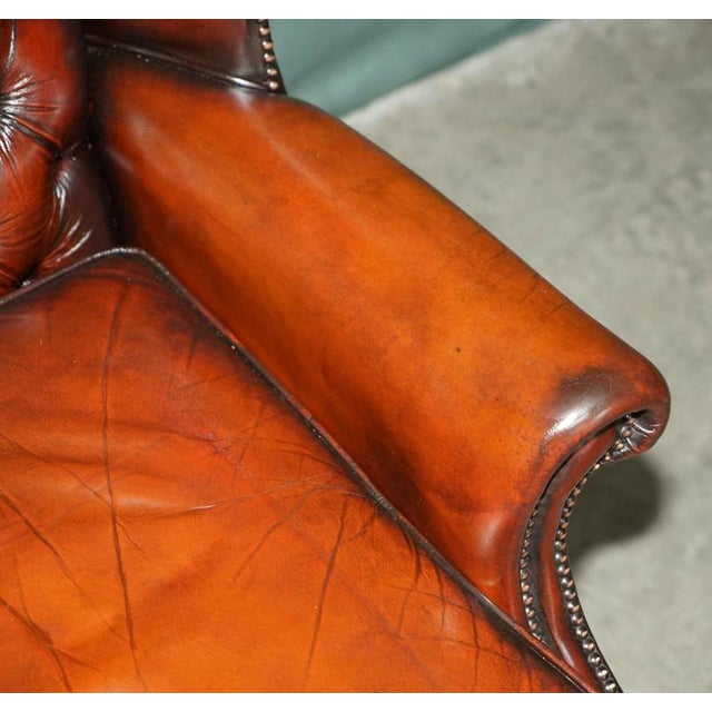 Chesterfield Wingback Swivel Office Chair in Hand-Dyed Leather from Harrods London, 1970s For Sale - Image 10 of 18