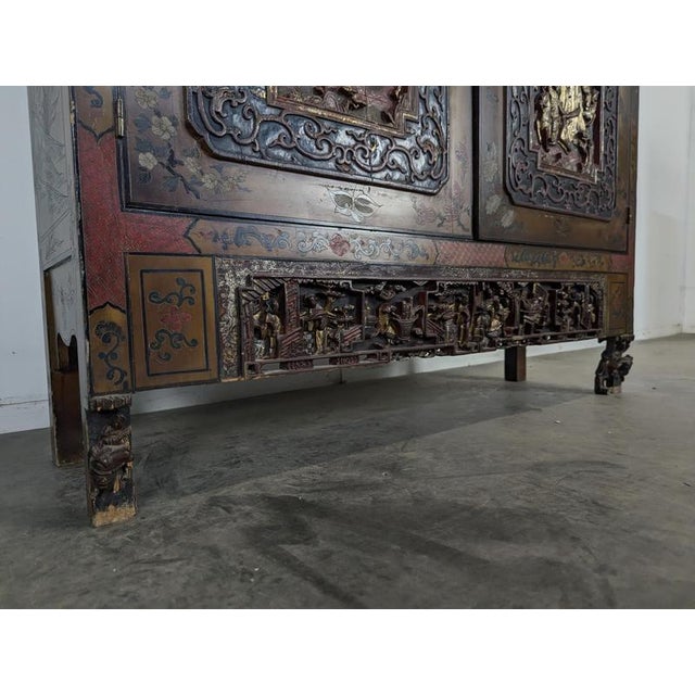 Chinese Richly Carved Display Cabinet, 1900s For Sale - Image 9 of 12