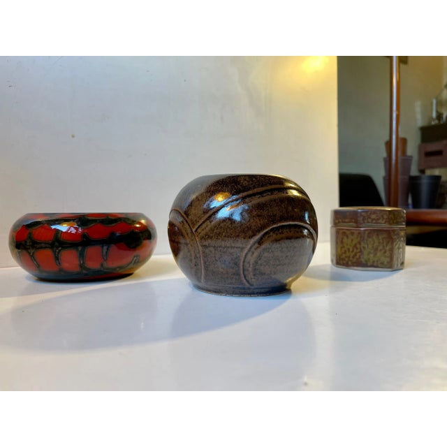 Scandinavian Modern Studio Vases in Glazed Ceramic, 1960s, Set of 3 For Sale - Image 13 of 13