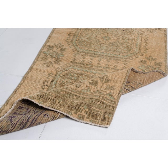 Textile Eart Tones Oushak Vintage Runner For Sale - Image 7 of 9