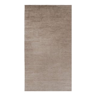 Rug & Kilim’s Oversized Modern Textural Rug in Brown, White and Beige Striae - 11x20 For Sale