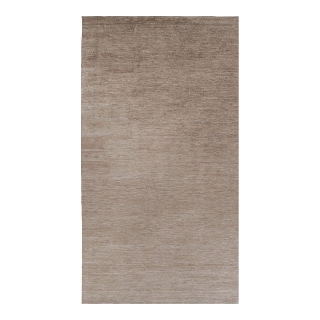 Rug & Kilim’s Oversized Modern Textural Rug in Brown, White and Beige Striae - 11x20 For Sale