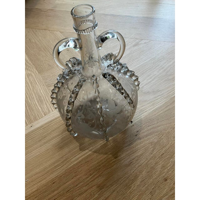 Antique 19th Century Dutch Glass Decanter – Etched Grapes & Vines, Rippled Decor For Sale In New York - Image 6 of 18