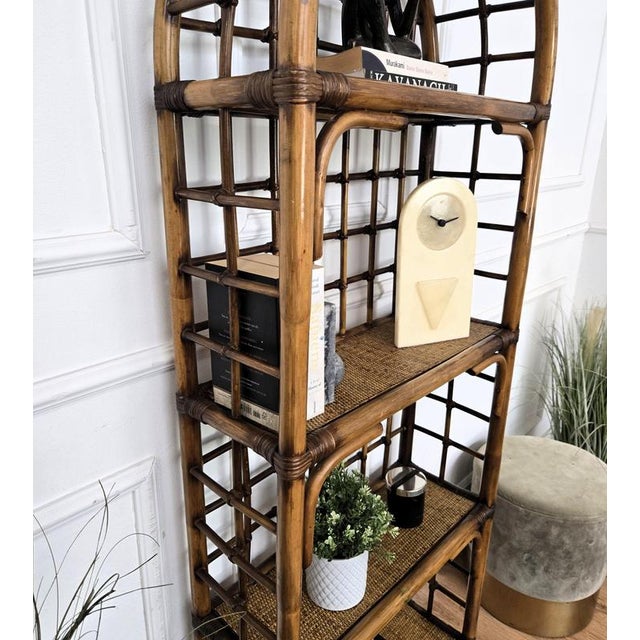 1960s Italian Riviera Bamboo Rattan Bookcase, 1960s For Sale - Image 5 of 10