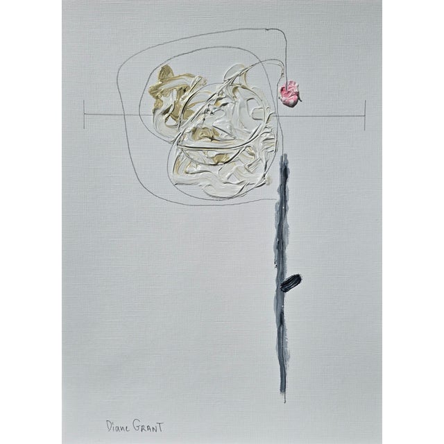 Organic Modern Minimalist Flower Study. Oil and pencil on high quality 'Hahnemuhle' Canvas Grain Fine Art paper. Original...