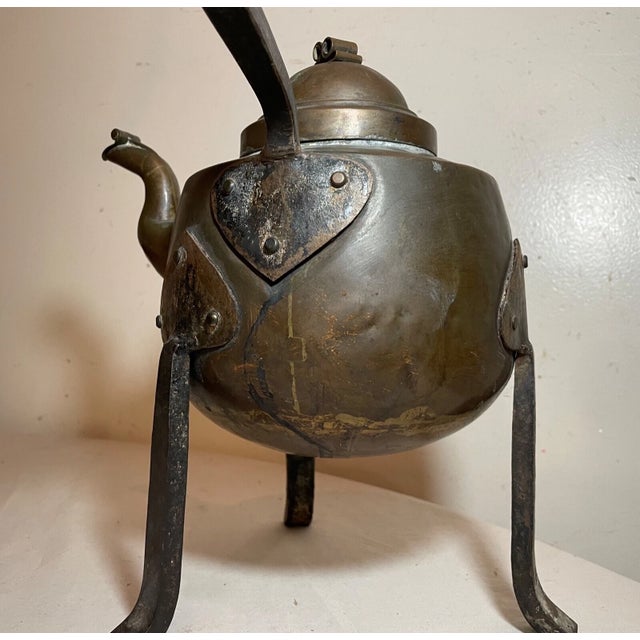 Antique 1800's Handmade Dovetailed Copper Wrought Iron Swedish Tea Kettle Pot For Sale In New York - Image 6 of 11