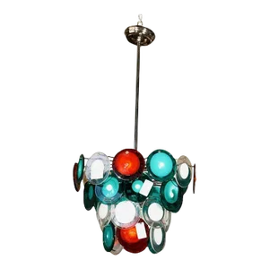 Murano Glass Art Deco Style Glass Disc Fixture