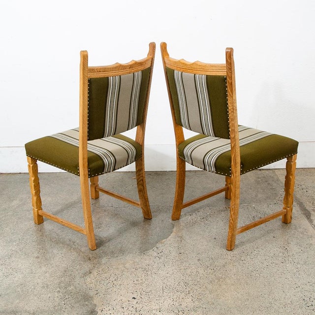 1960s Mid Century Danish Modern Dining Chairs Set 4 Attributed to Henning Kjaernulf White Oak Green For Sale - Image 5 of 11