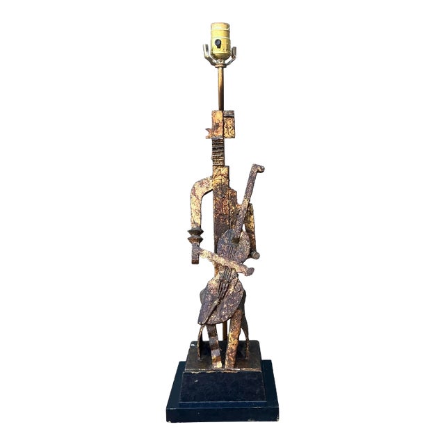 Vintage Cubist Figural Lamp For Sale