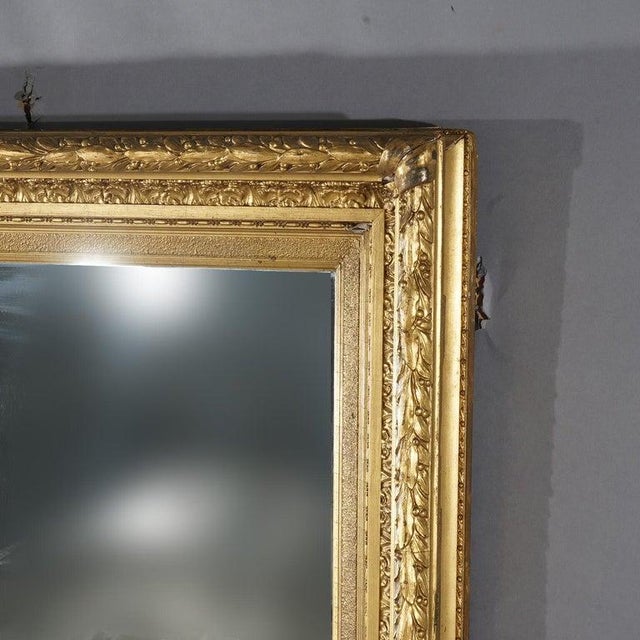 Gold Antique French First Finish Giltwood Framed Wall Mirror C1900 For Sale - Image 8 of 14